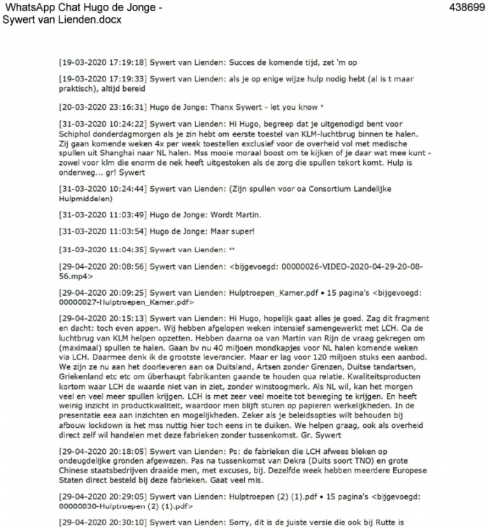hugo de jonge & sywert van lienden whatsapp